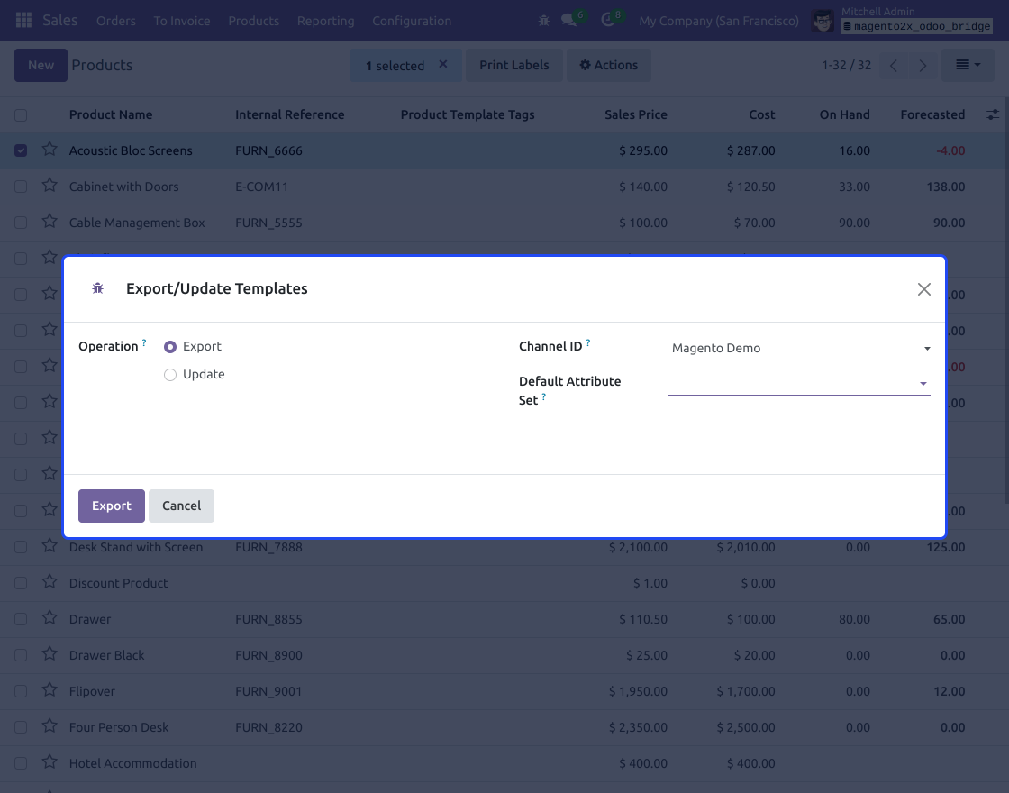 Multi Channel Magento 2.x Odoo Bridge(Multi Channel-MOB)