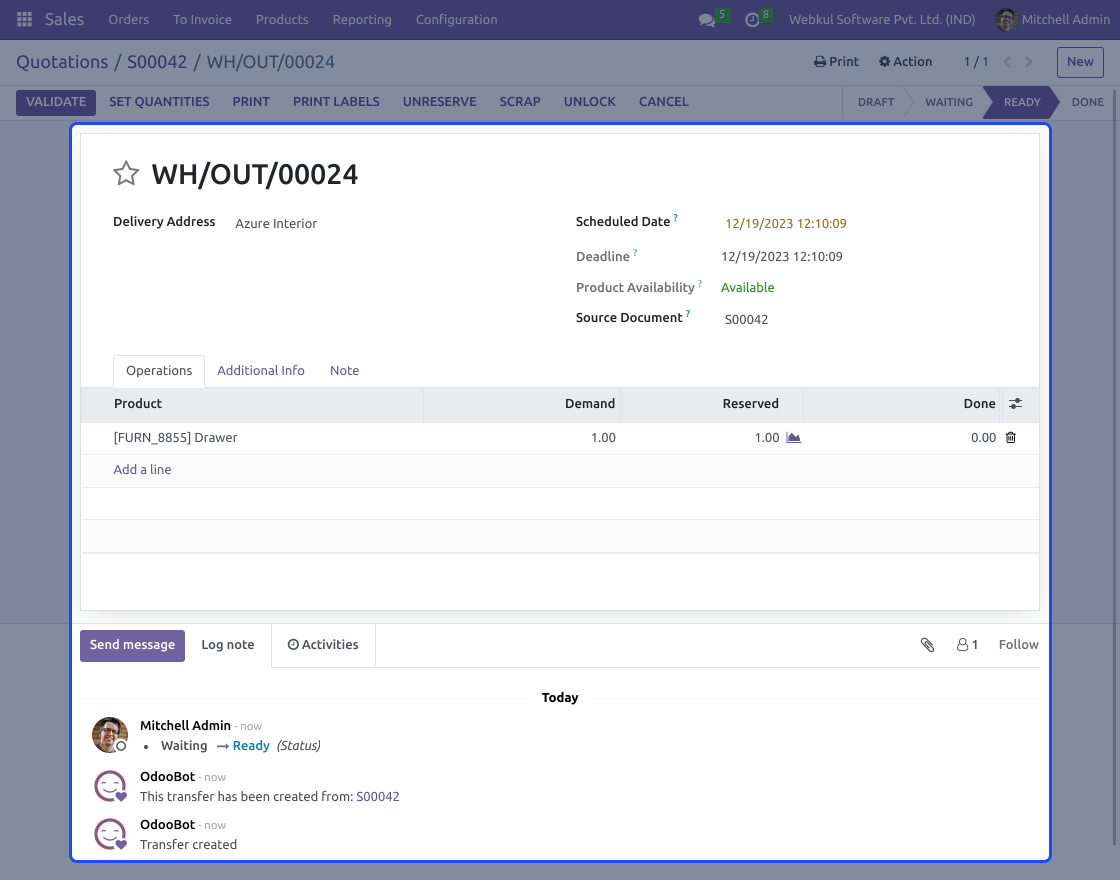Odoo Sales Team: Default Stock Location