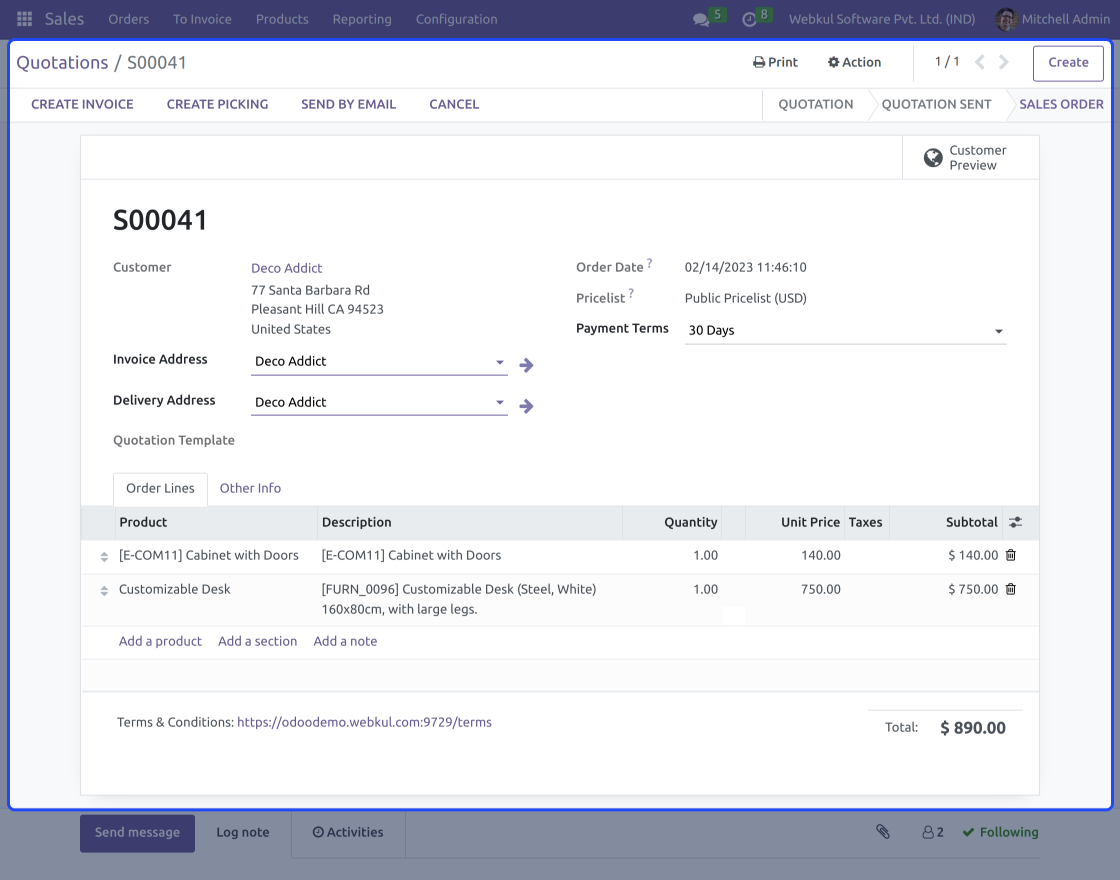 Odoo Picking Per Order Line