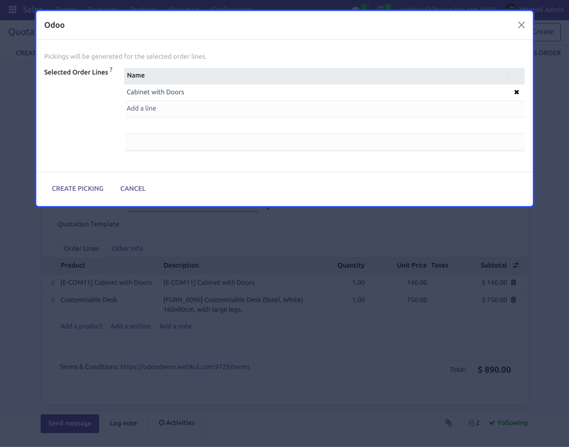 Odoo Picking Per Order Line