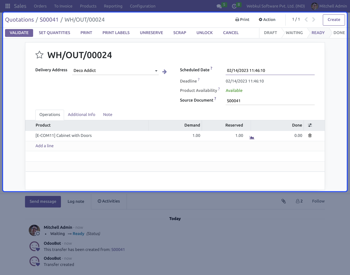 Odoo Picking Per Order Line