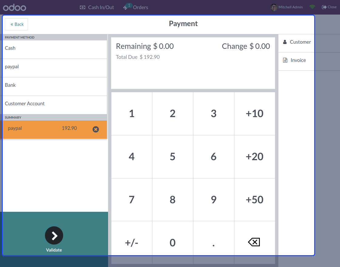 Odoo POS Paypal Payment Acquirer