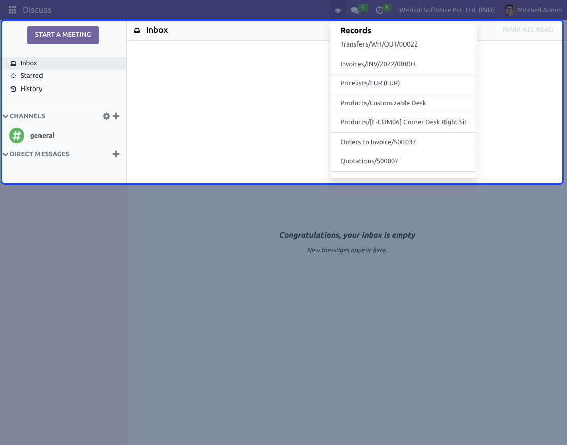 Odoo Recently Viewed Records
