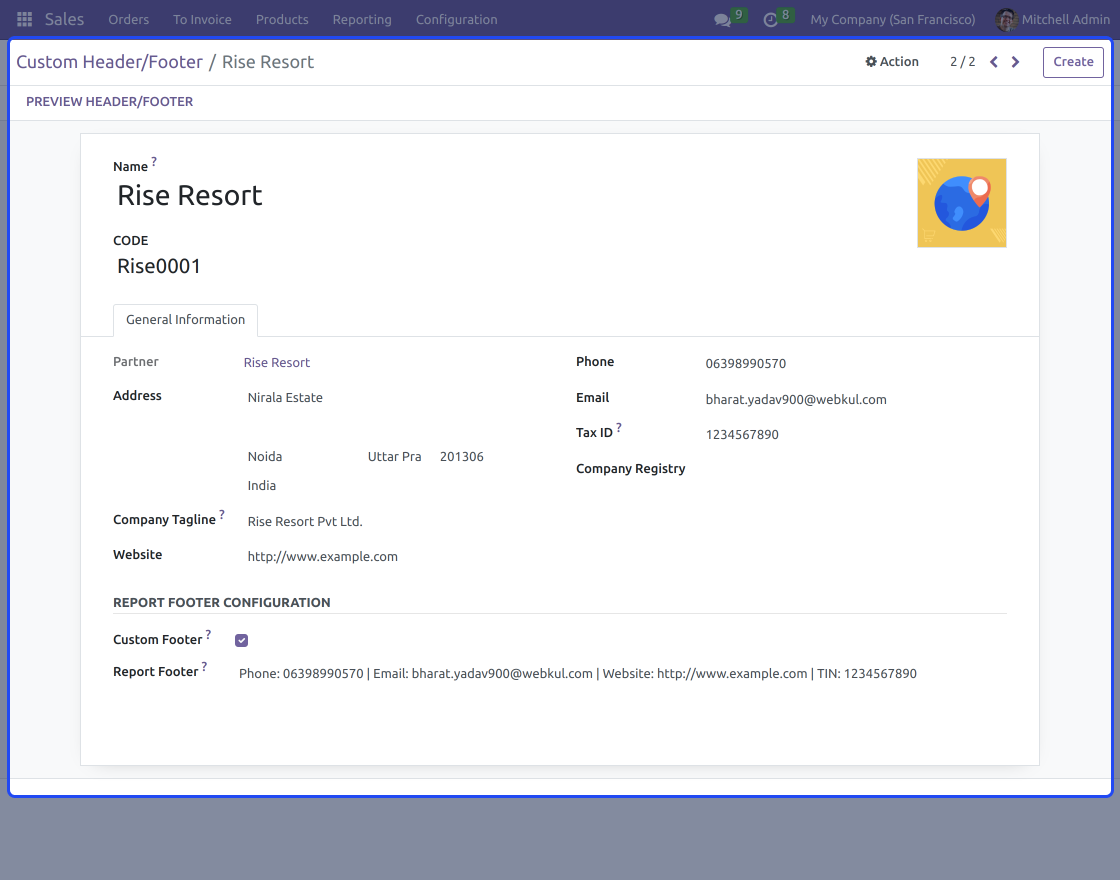Odoo Report Per Shop