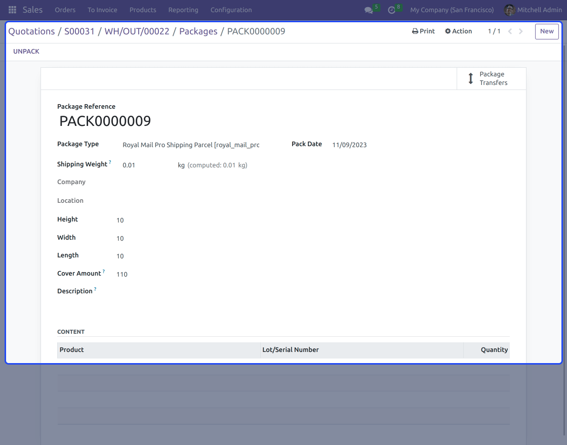 Odoo Royal Mail Proshipping Delivery Carrier