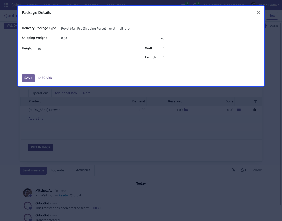 Odoo Royal Mail Proshipping Delivery Carrier