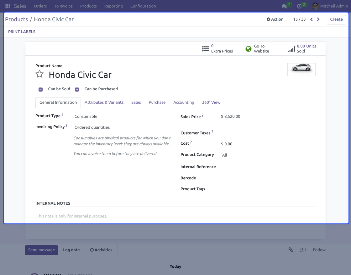 Odoo Website 360° Product View