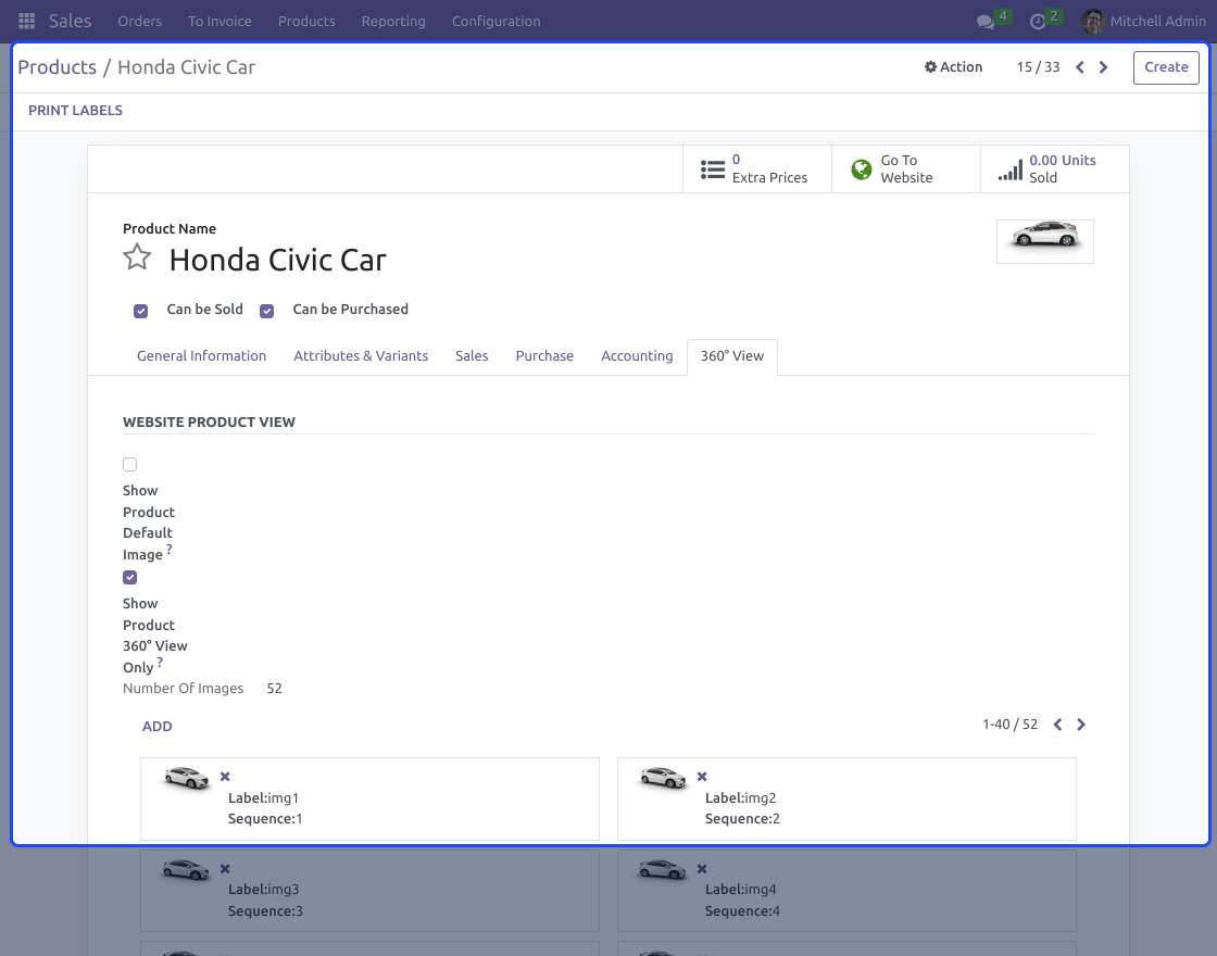Odoo Website 360° Product View