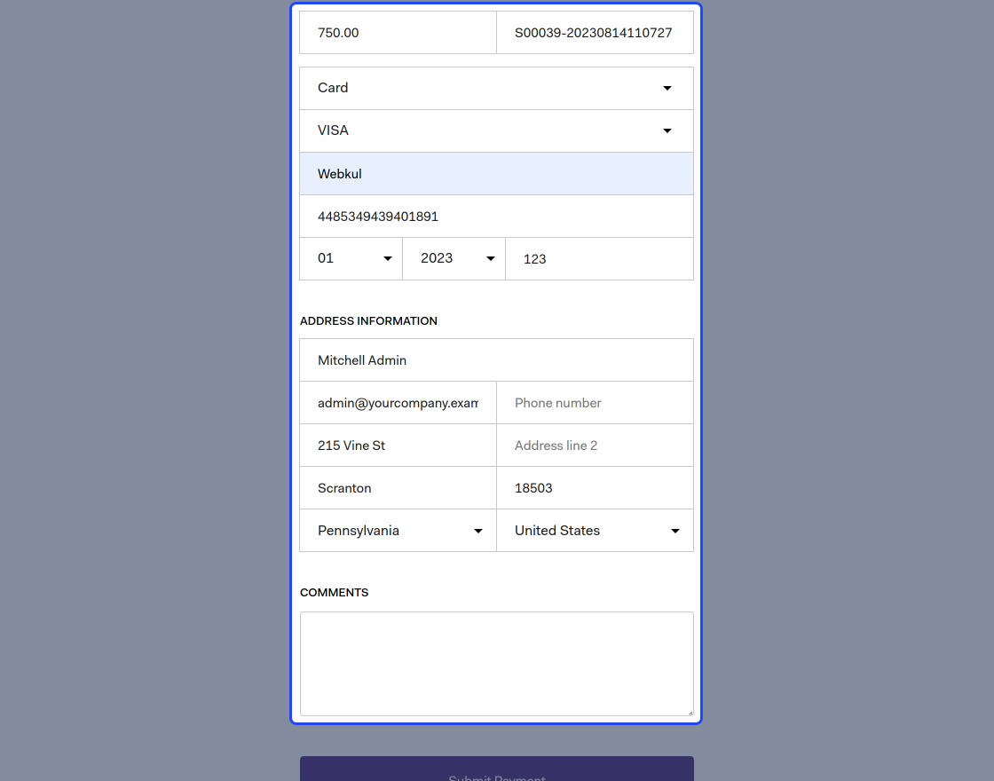 Odoo Website Bambora Payment Gateway