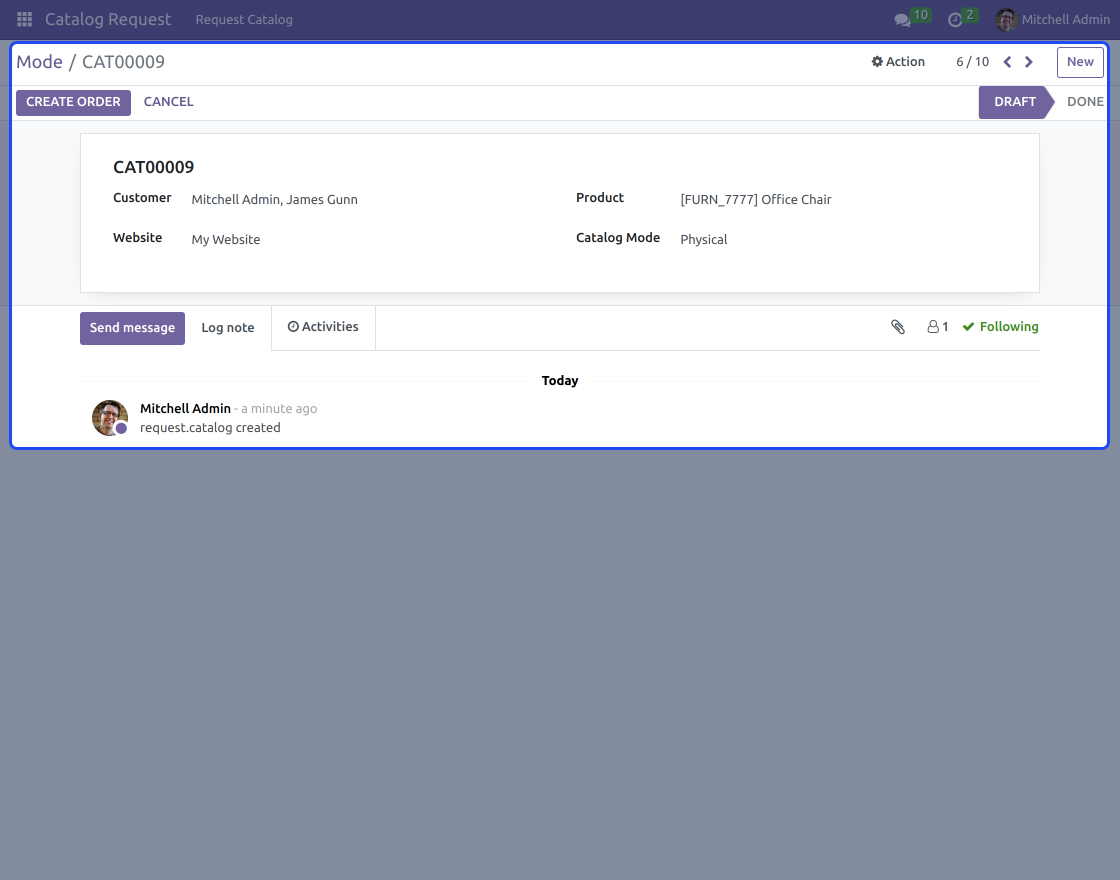 Odoo Website Catalog Request