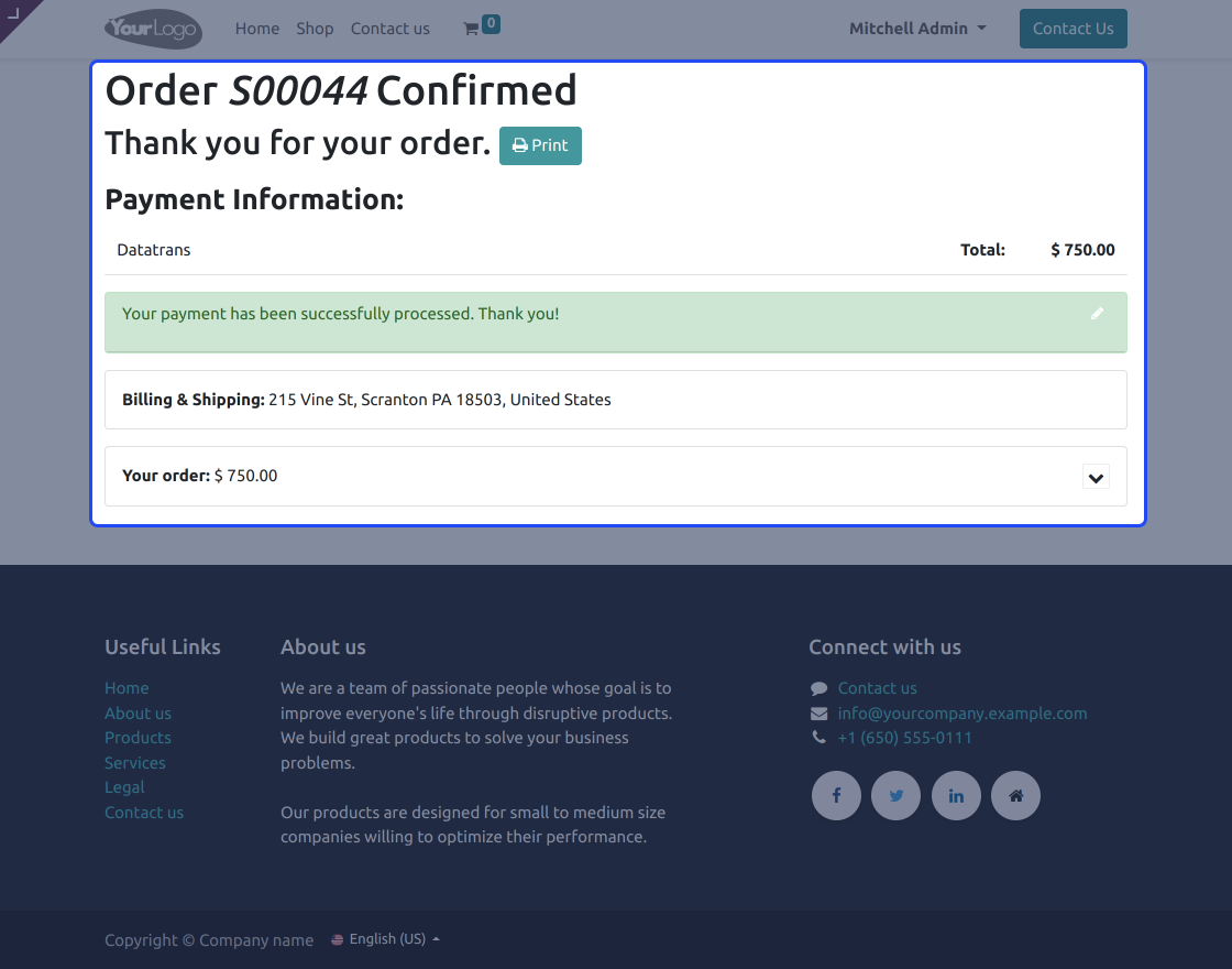 Odoo Website Datatrans Payment Gateway