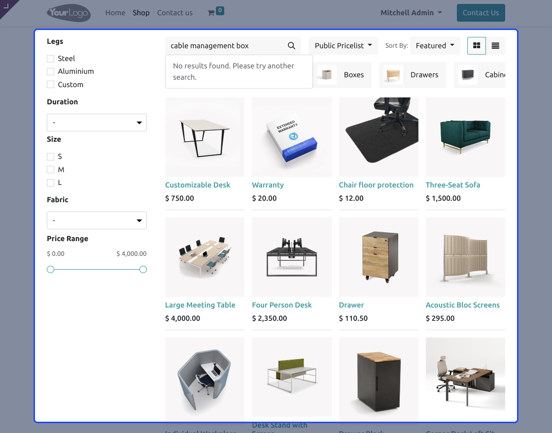 Odoo Website Hidden Product