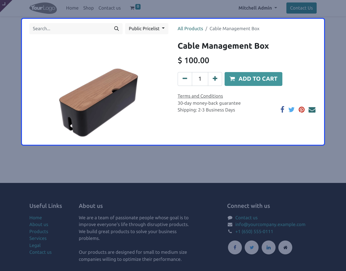 Odoo Website Hidden Product