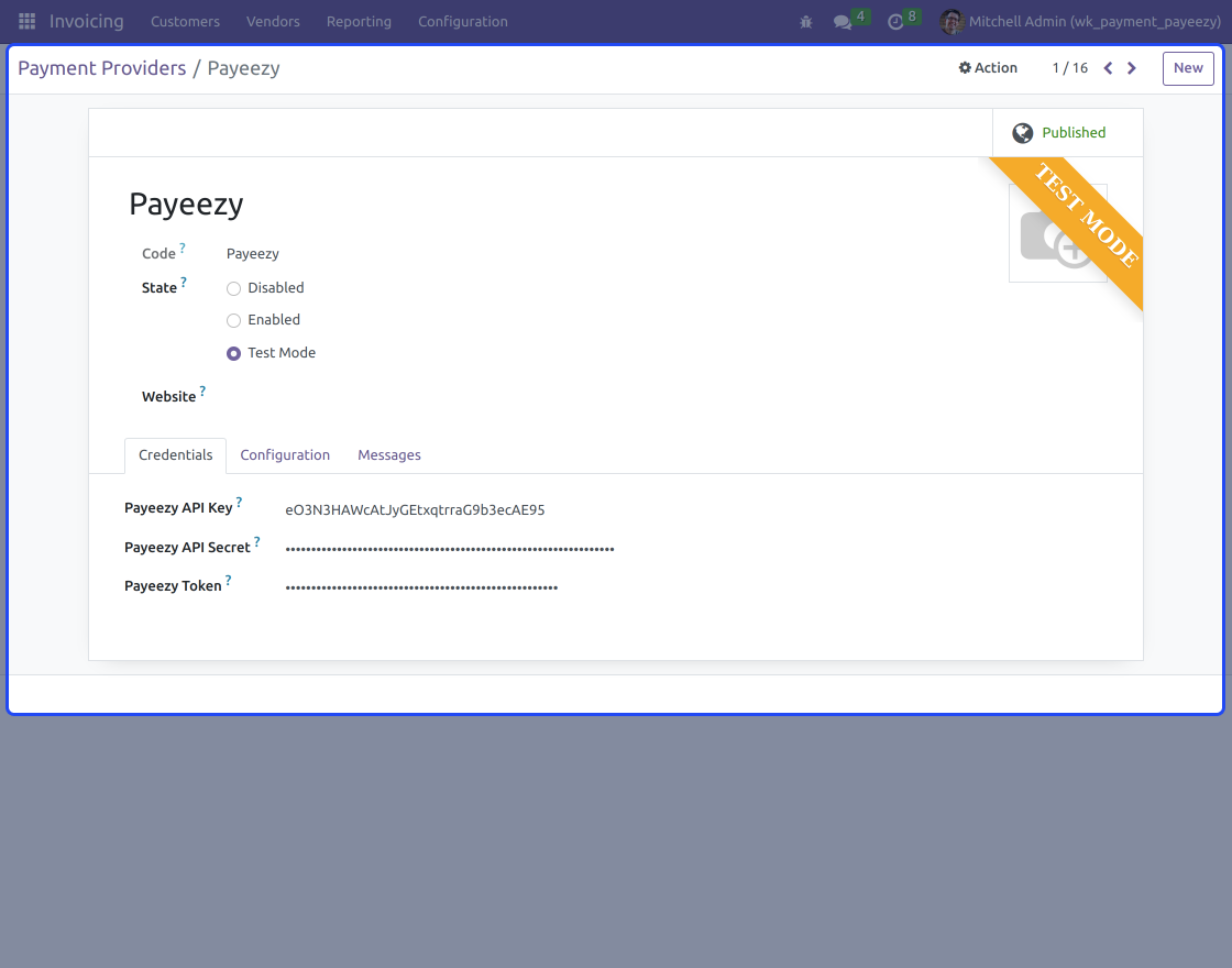 Odoo Website Payeezy Payment Acquirer