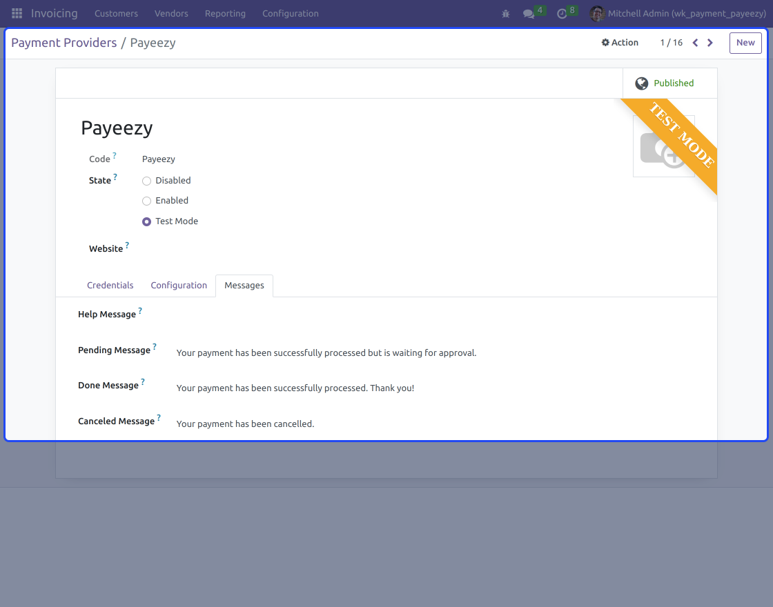 Odoo Website Payeezy Payment Acquirer