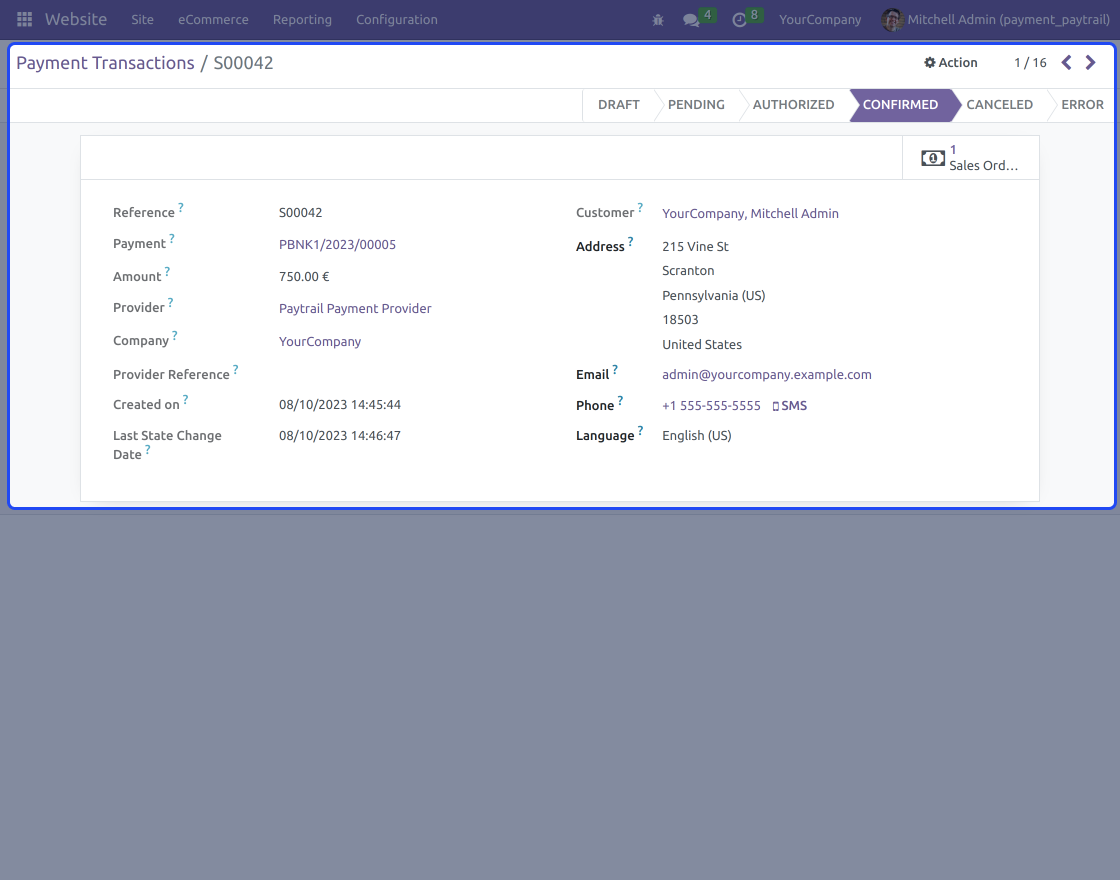 Odoo Website Paytrail Payment Gateway