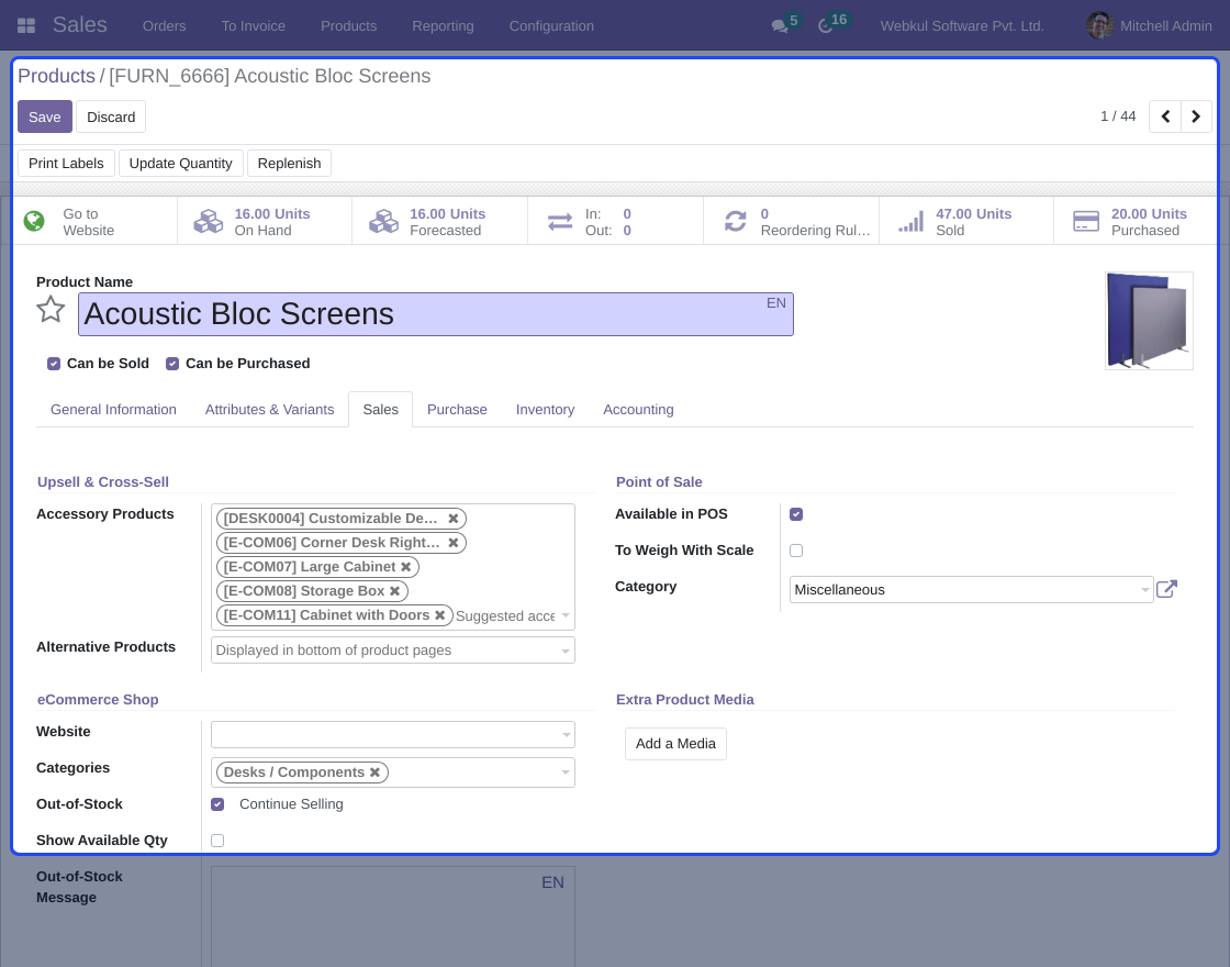 Odoo Website Product Related Accessories