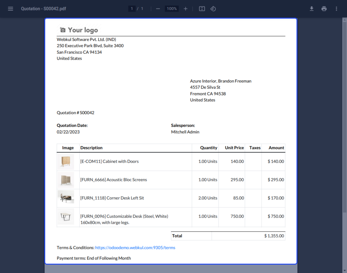 Odoo Website Quotation Images