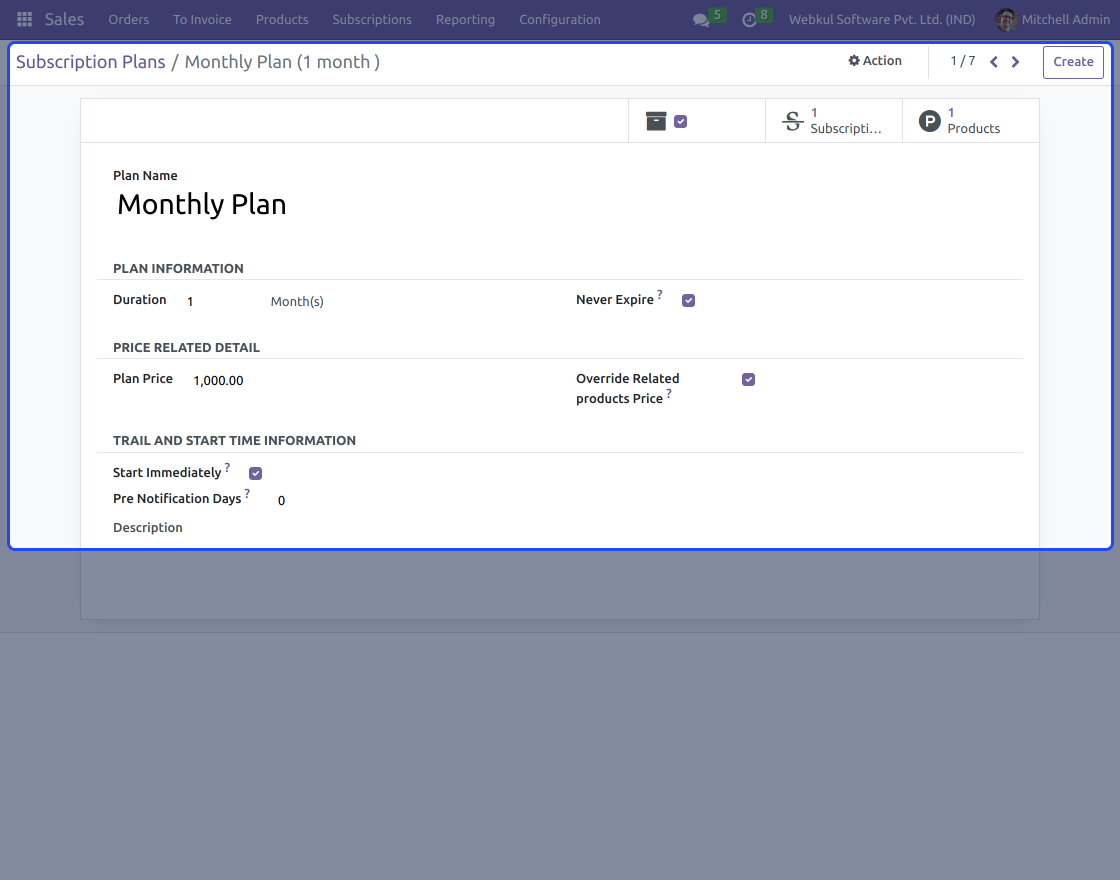 Odoo Website Subscription Management