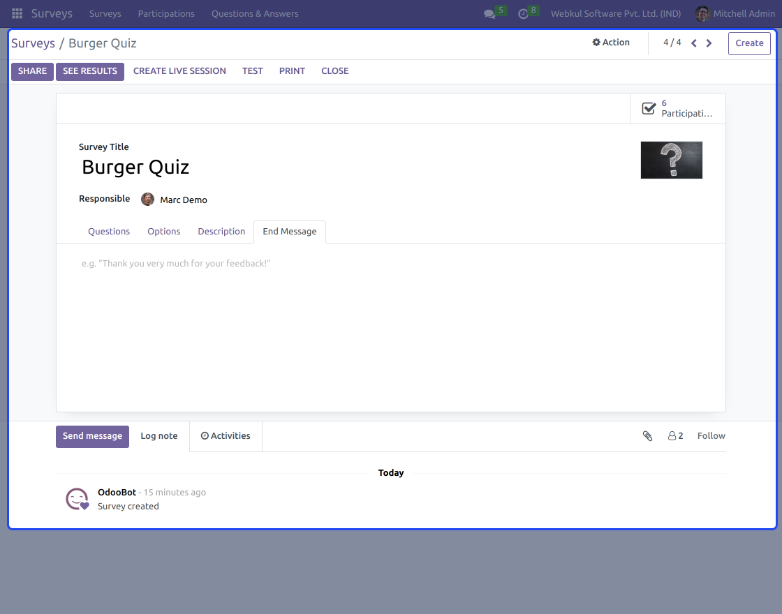 Odoo Website Survey to Mailing List