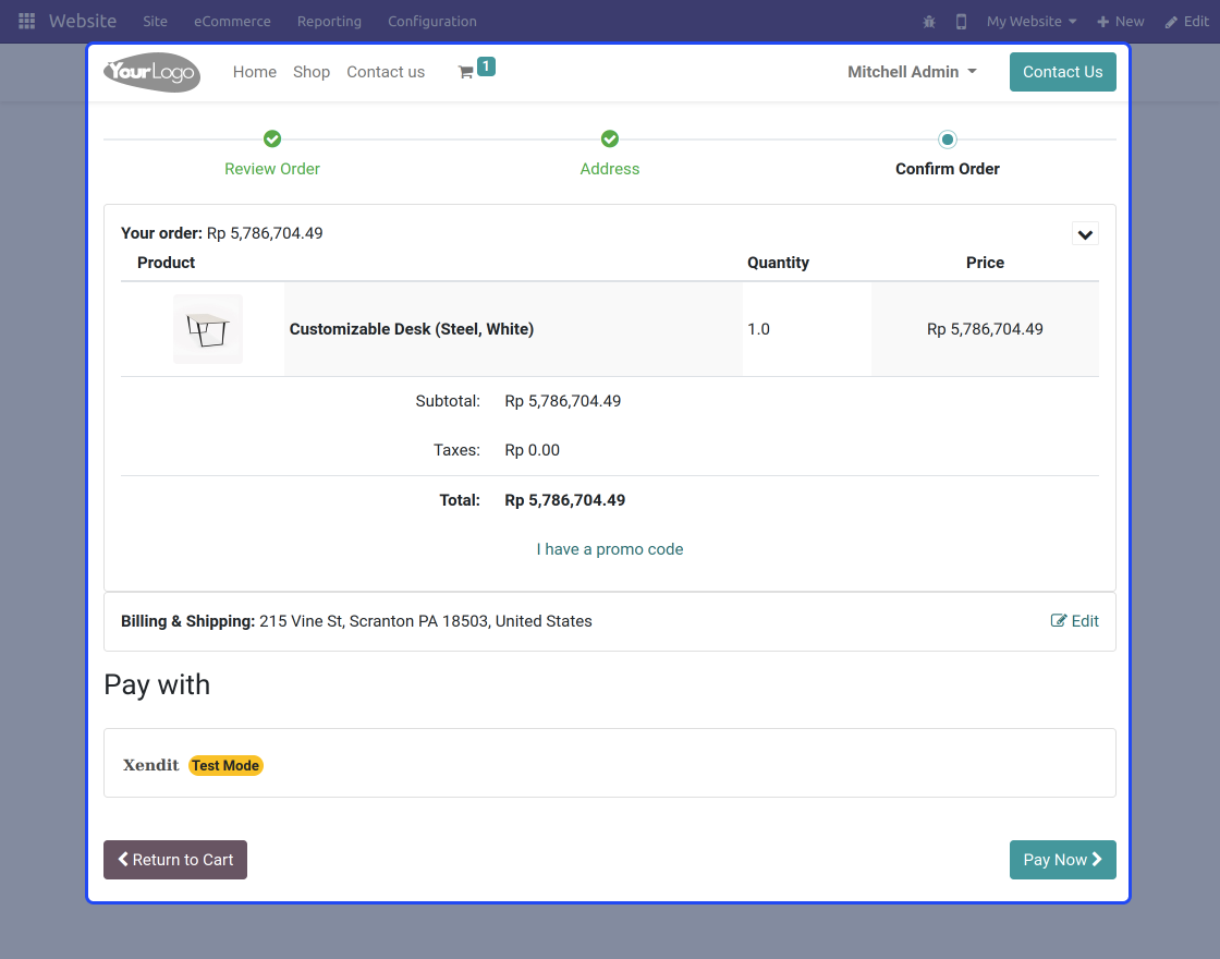 Odoo Website Xendit Payment Acquirer
