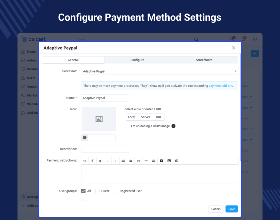 CS-Cart Paypal Adaptive Payment