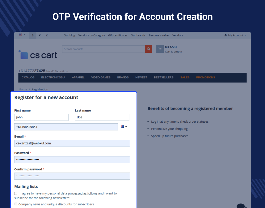 CS-Cart OTP Verification