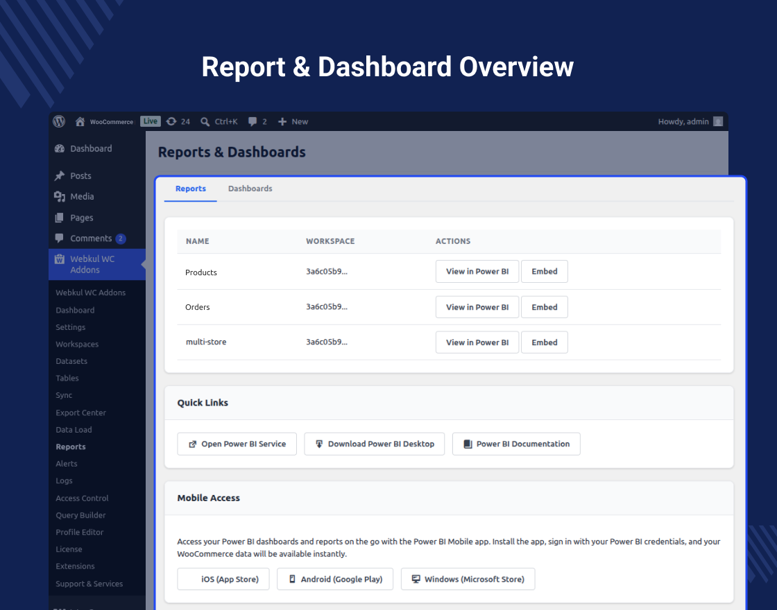 WooCommerce Power BI Integration Plugin for Analytics & Data Sync