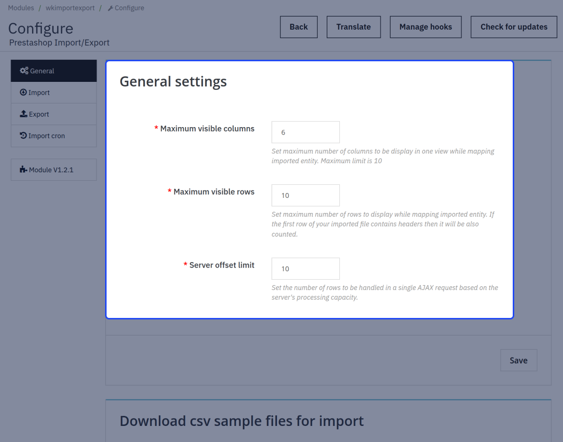 Prestashop Import Export