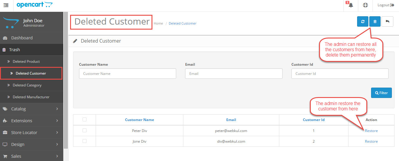 Opencart Trash