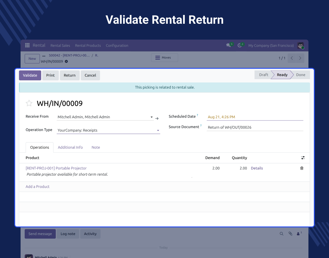 Odoo Rental Sale Management