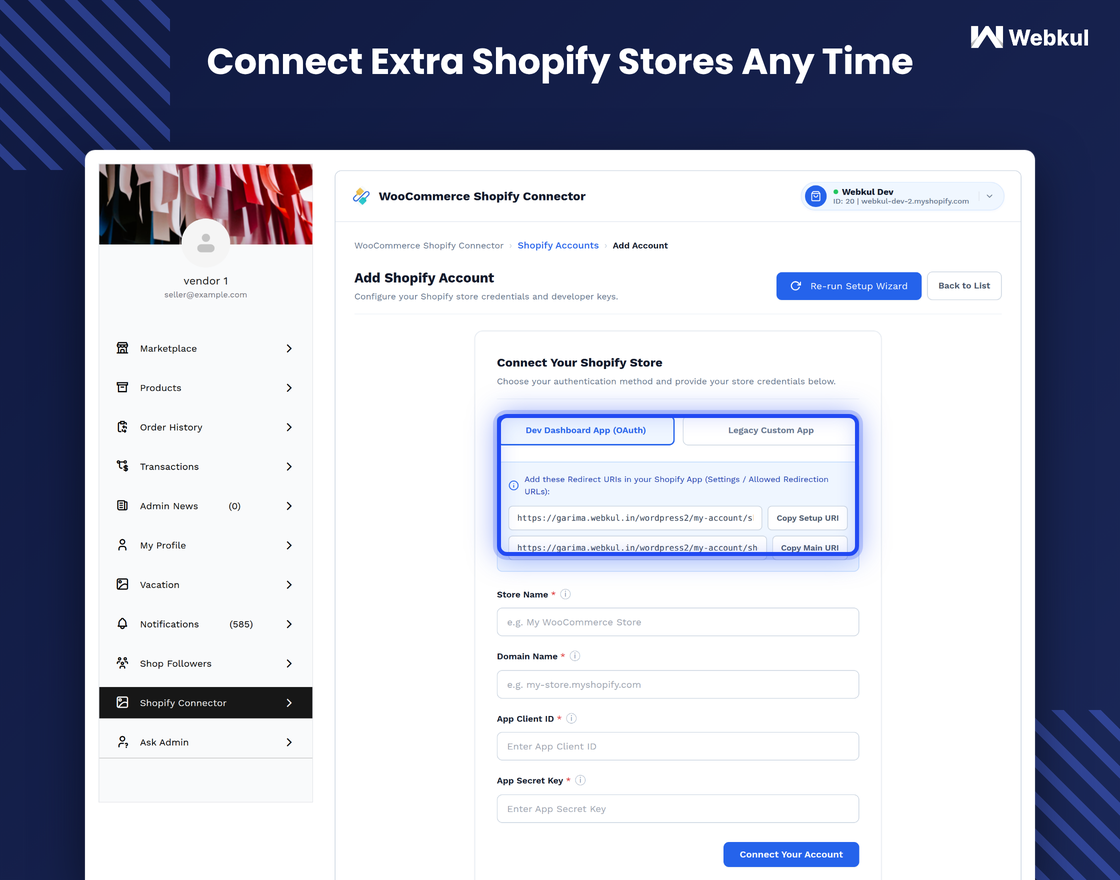WooCommerce Multi Vendor Shopify Connector