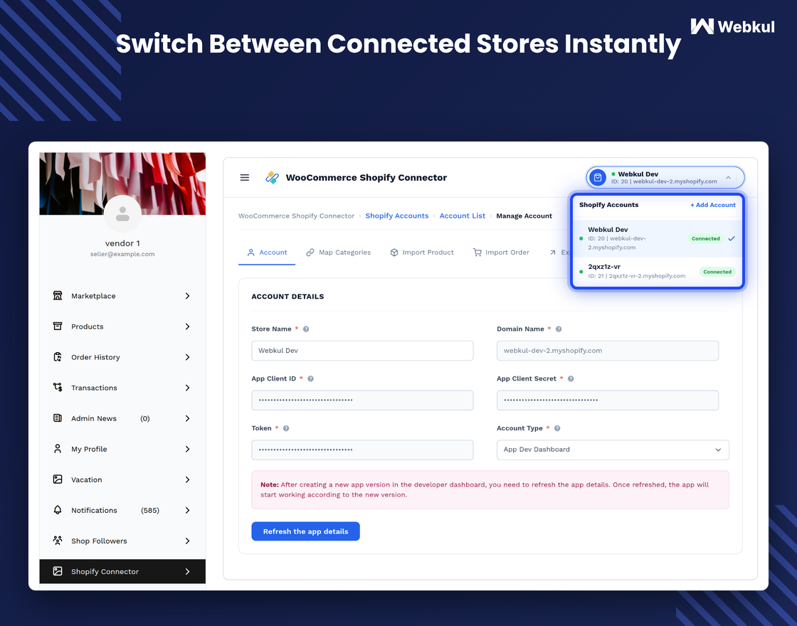 WooCommerce Multi Vendor Shopify Connector