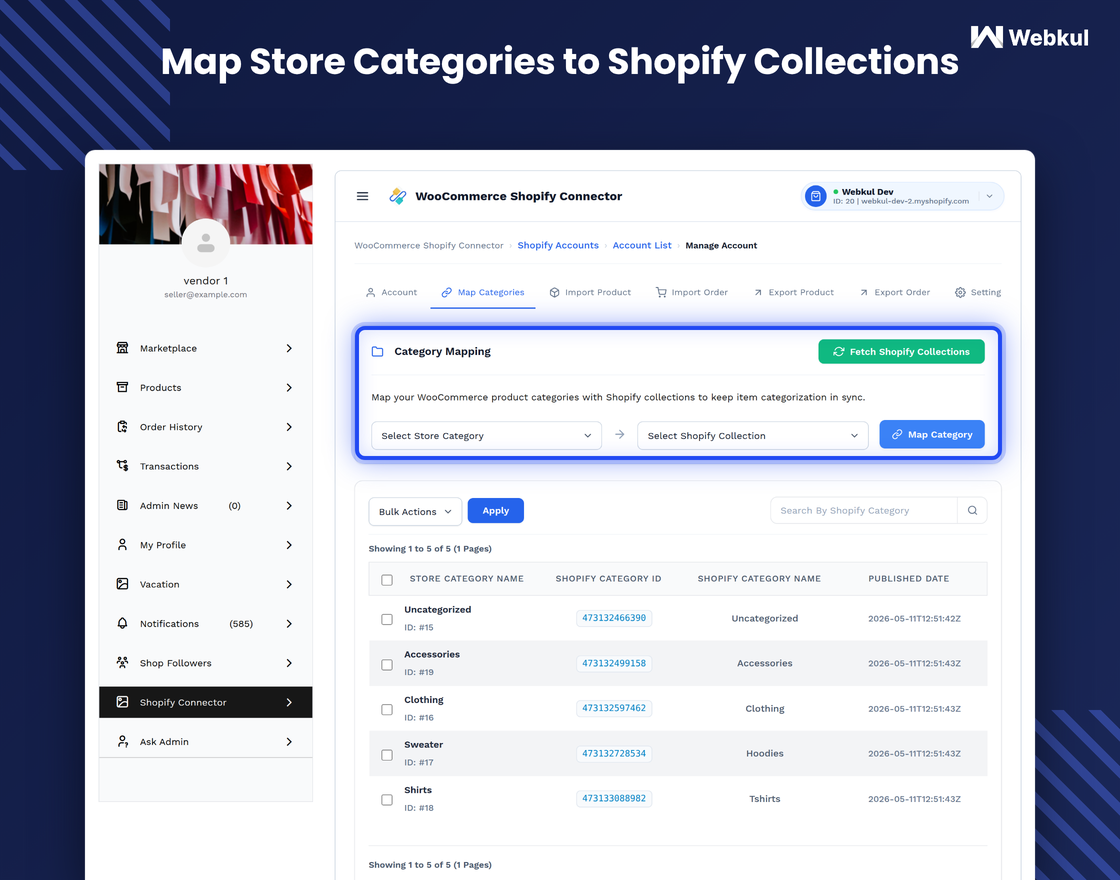 WooCommerce Multi Vendor Shopify Connector