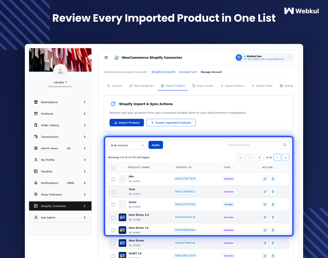 WooCommerce Multi Vendor Shopify Connector