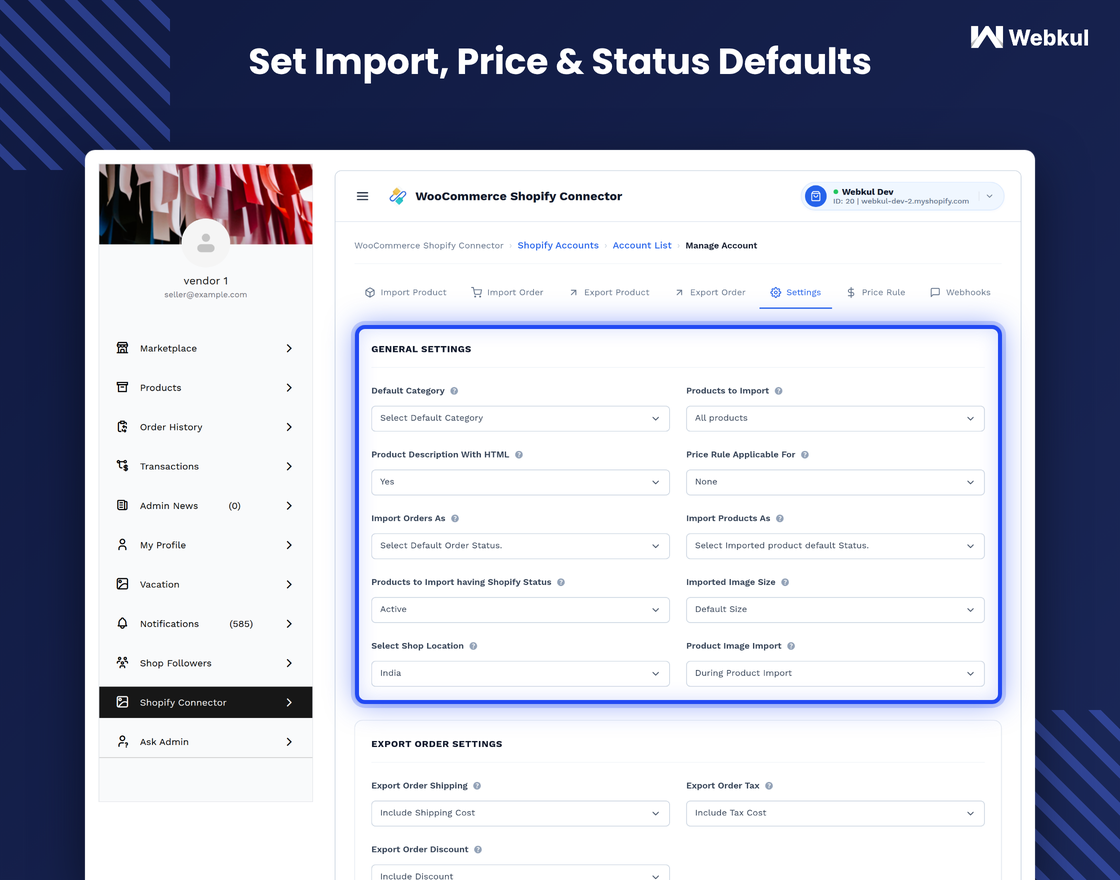 WooCommerce Multi Vendor Shopify Connector