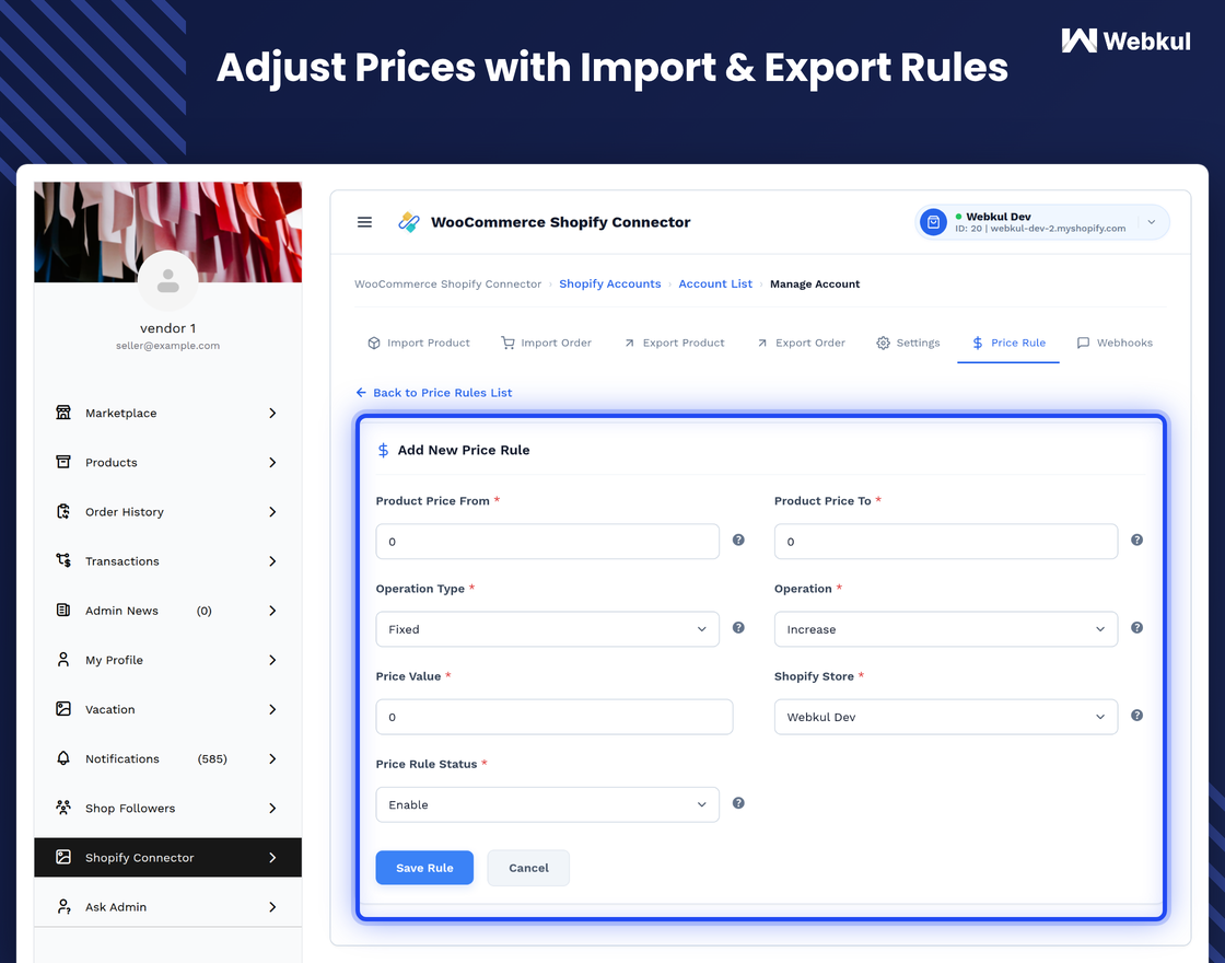 WooCommerce Multi Vendor Shopify Connector