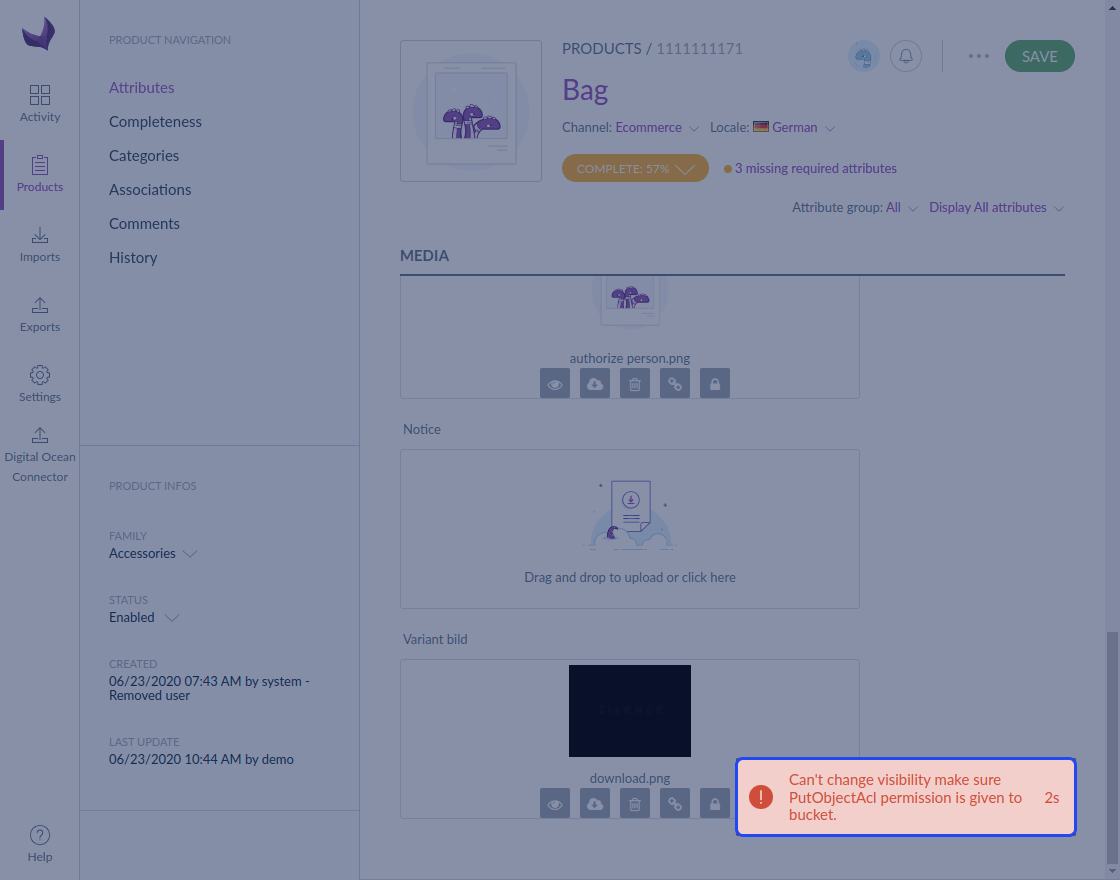 Akeneo DigitalOcean Storage Connector
