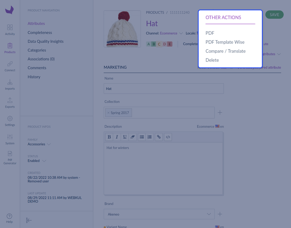 Akeneo Product PDF Generator