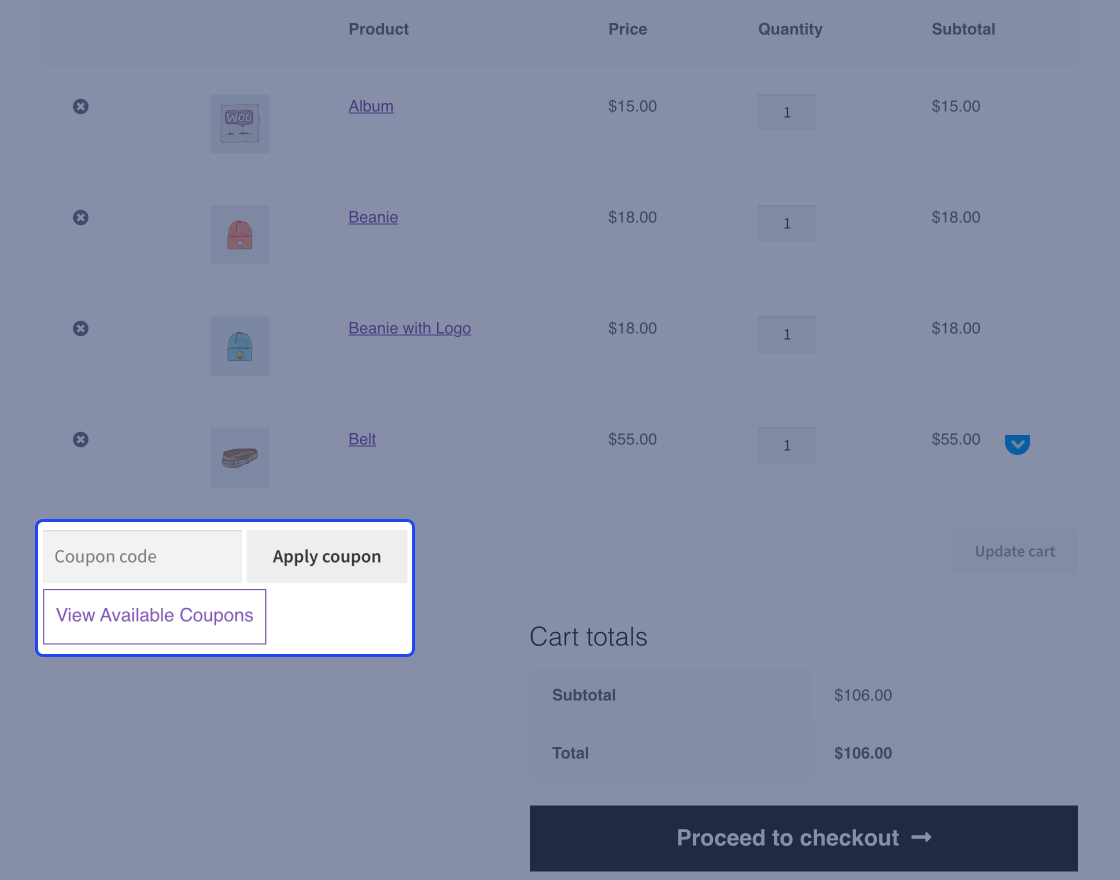 WooCommerce Coupon Listing