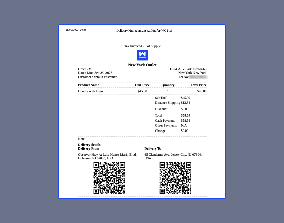 Delivery Management Addon for WooCommerce POS