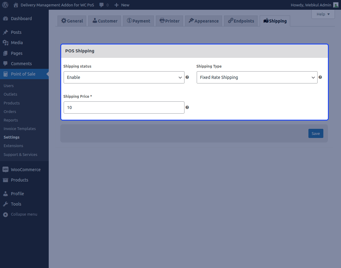 Delivery Management Addon for WooCommerce POS