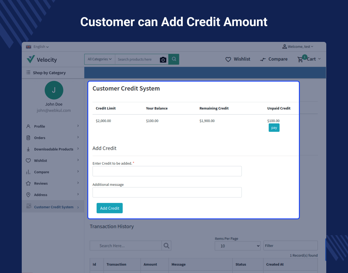 Laravel Customer Credit Extension