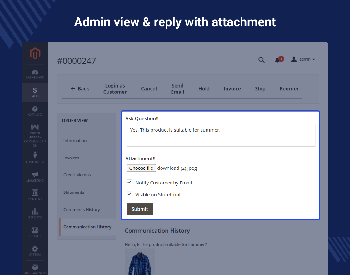 Magento 2 Order History Communication