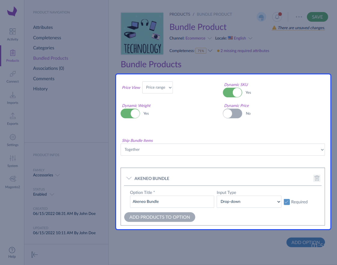 Magento 2 Group Bundle Product Akeneo Add-on