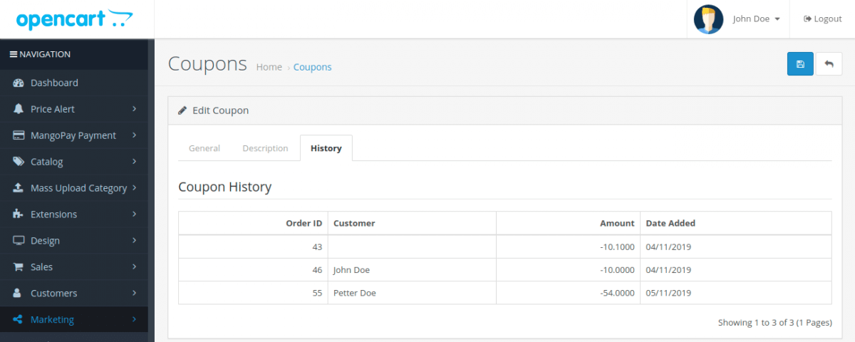 OpenCart Coupon List at Checkout