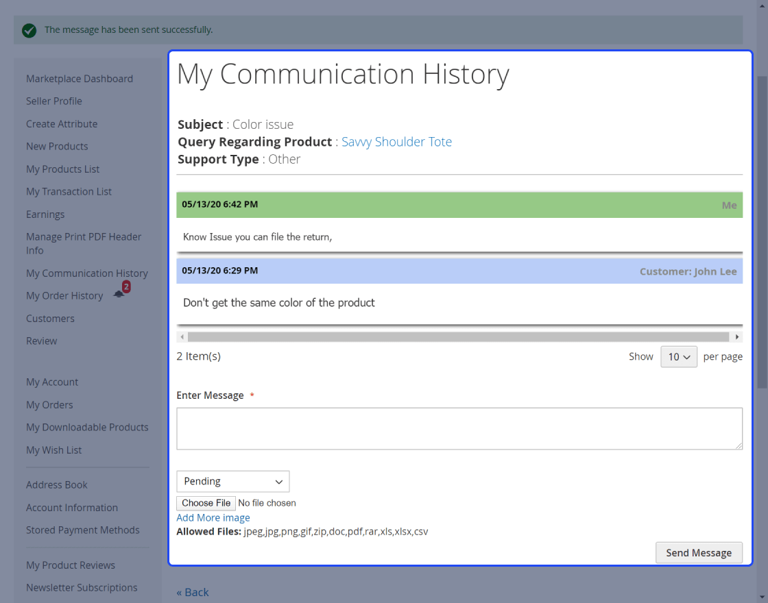 Magento 2 Buyer Seller Communication Marketplace Add-on