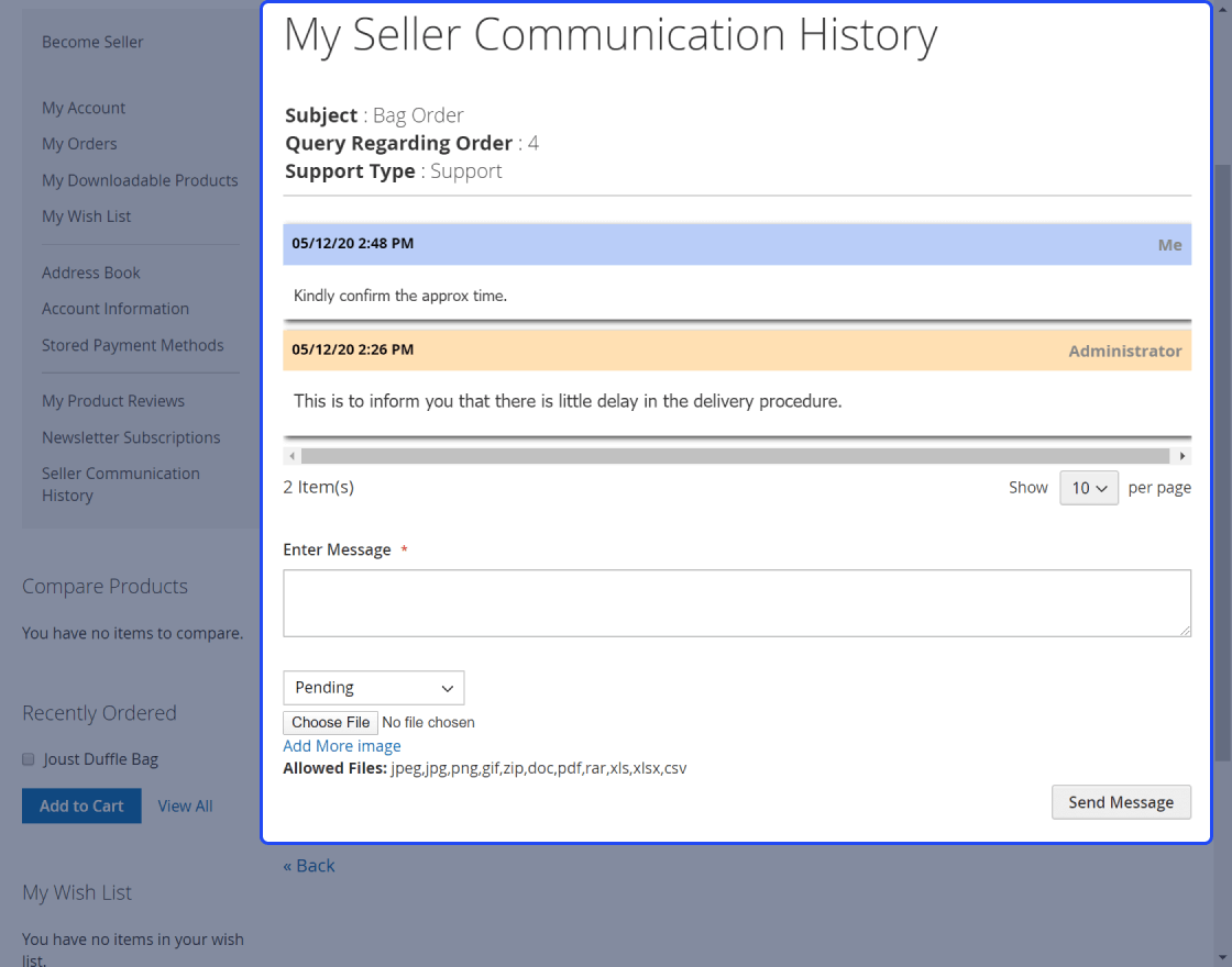 Magento 2 Buyer Seller Communication Marketplace Add-on