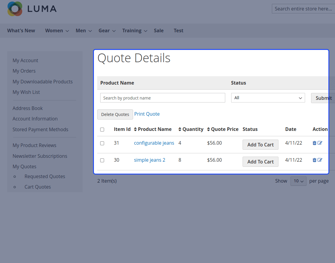 Magento 2 Quote Extension