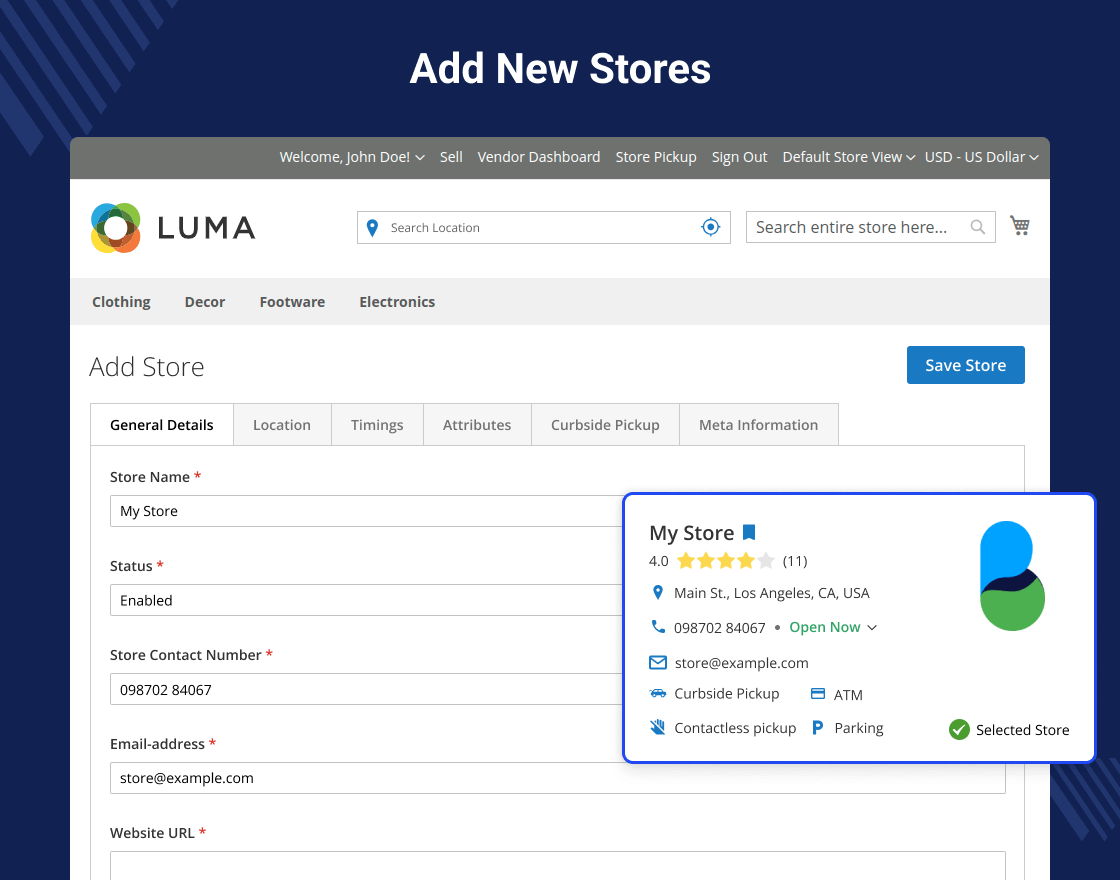 Magento 2 Store Pickup Marketplace Add-On